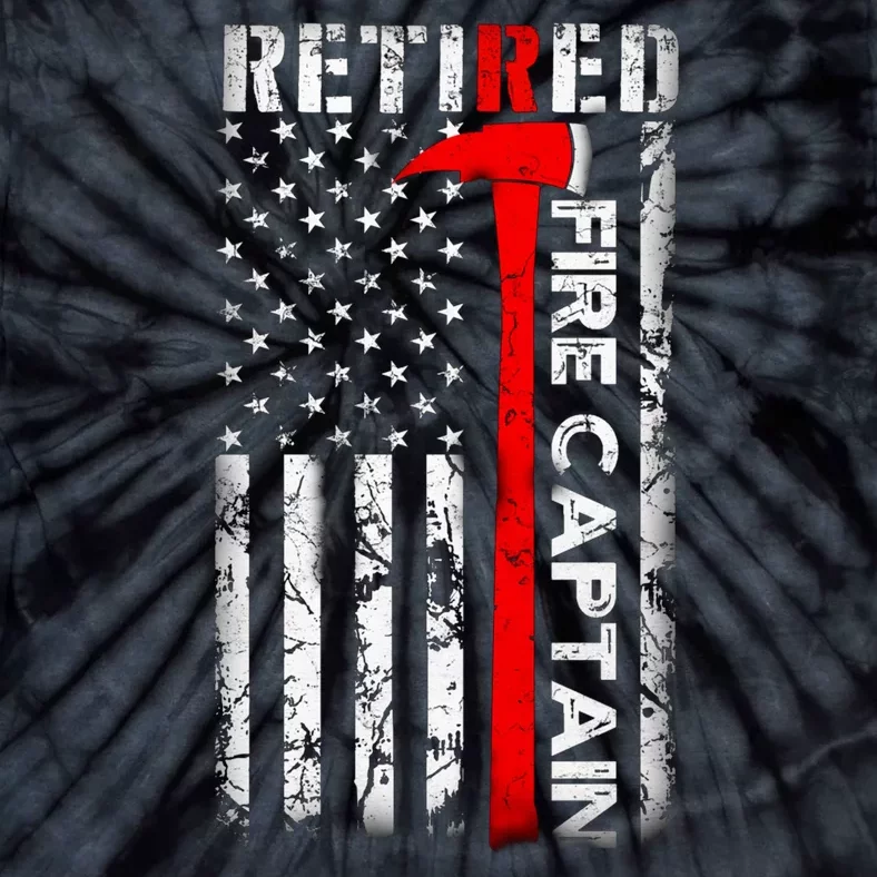 Retired Fire Captain Firefighter American Flag Tie-Dye T-Shirt