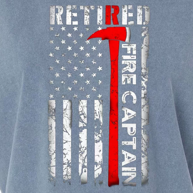 Retired Fire Captain Firefighter American Flag Garment-Dyed Women's Muscle Tee