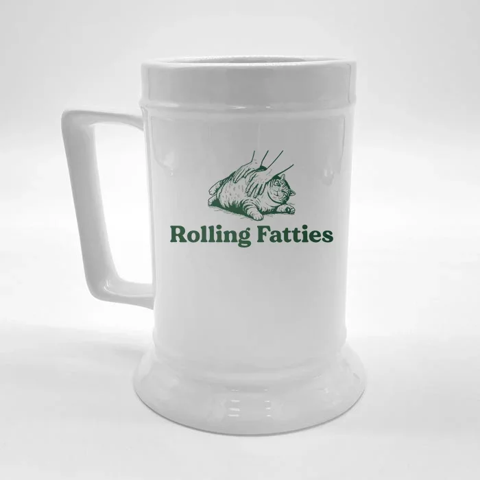 Rolling Fatties Cat Funny Cute Cat Lover Kitten Owner Kitty Front & Back Beer Stein