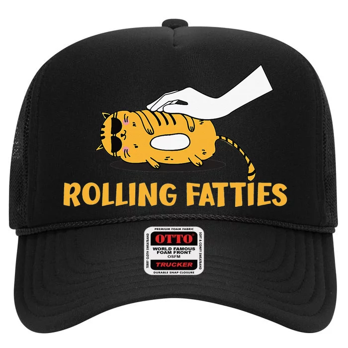 Rolling Fatties Cat Kitty Animal Pet Lovers High Crown Mesh Trucker Hat