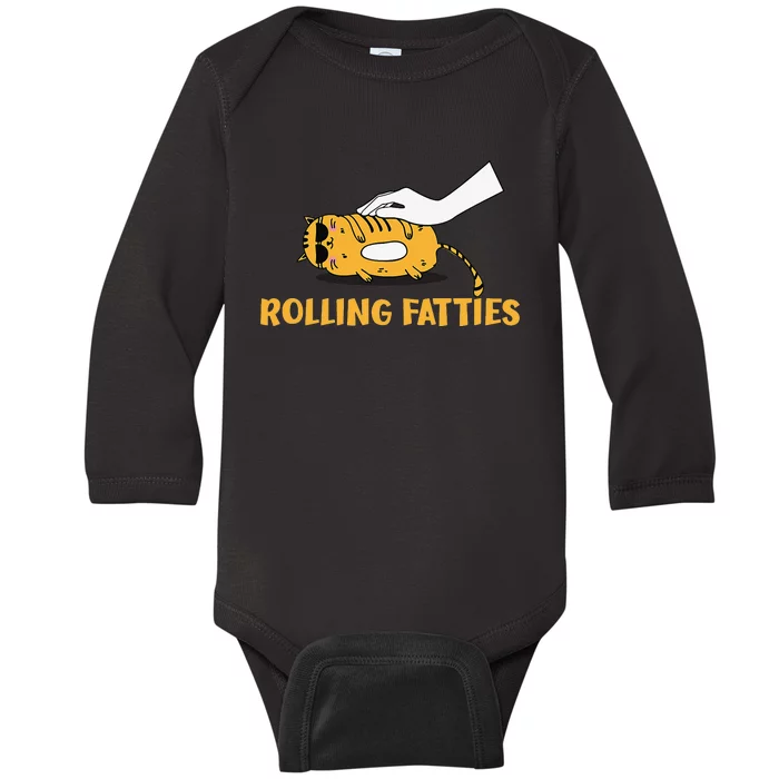 Rolling Fatties Cat Kitty Animal Pet Lovers Baby Long Sleeve Bodysuit