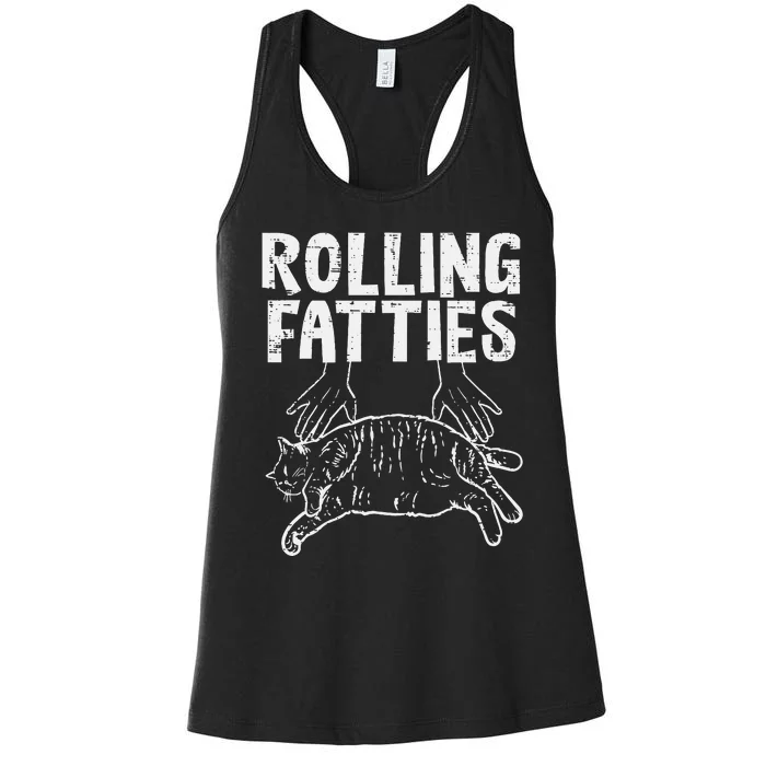 Rolling Fatties Cat Funny Fat Kitten Women's Racerback Tank