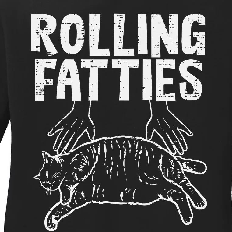 Rolling Fatties Cat Funny Fat Kitten Ladies Long Sleeve Shirt