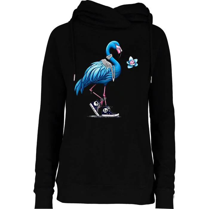 Retro Flamingo Chucks And Pearls Comma La Kamala Harris 2024 Womens Funnel Neck Pullover Hood