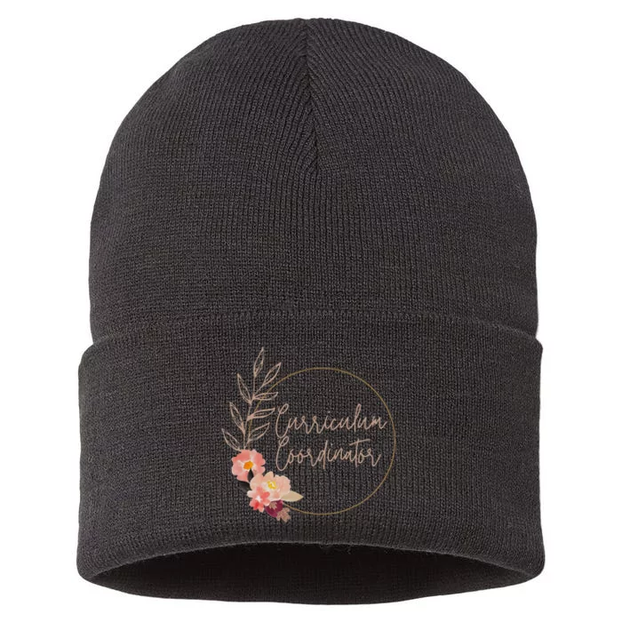 Retro Floral Curriculum Coordinator Instructional Assistant Sustainable Knit Beanie