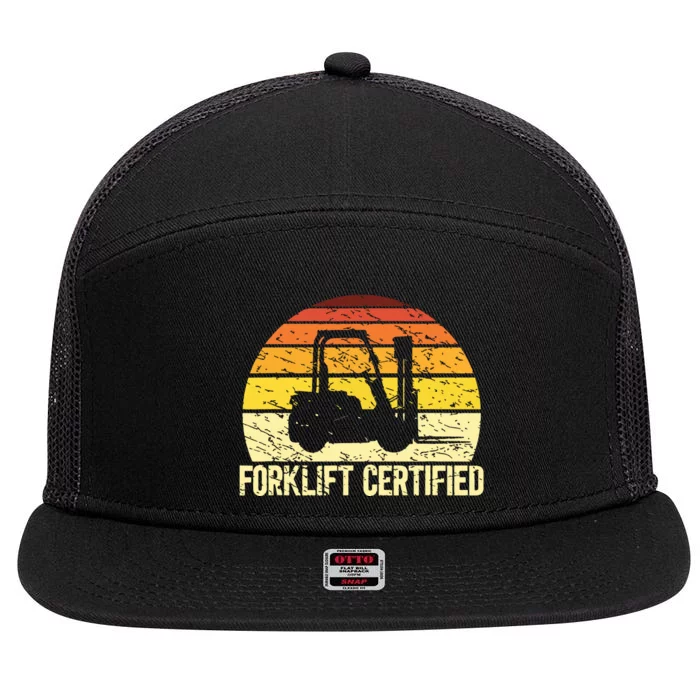 Retro Forklift Certified Forklift Operator Lift Truck Driver 7 Panel Mesh Trucker Snapback Hat