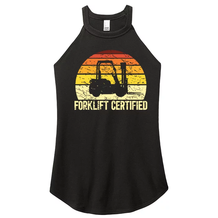 Retro Forklift Certified Forklift Operator Lift Truck Driver Women’s Perfect Tri Rocker Tank