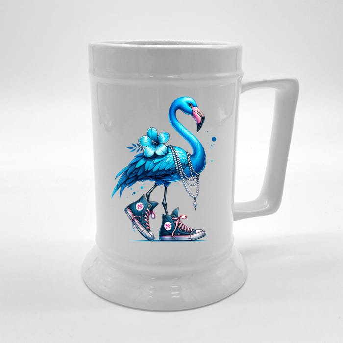 Retro Flamingo Chucks And Pearls Comma La Kamala Harris 2024 Front & Back Beer Stein