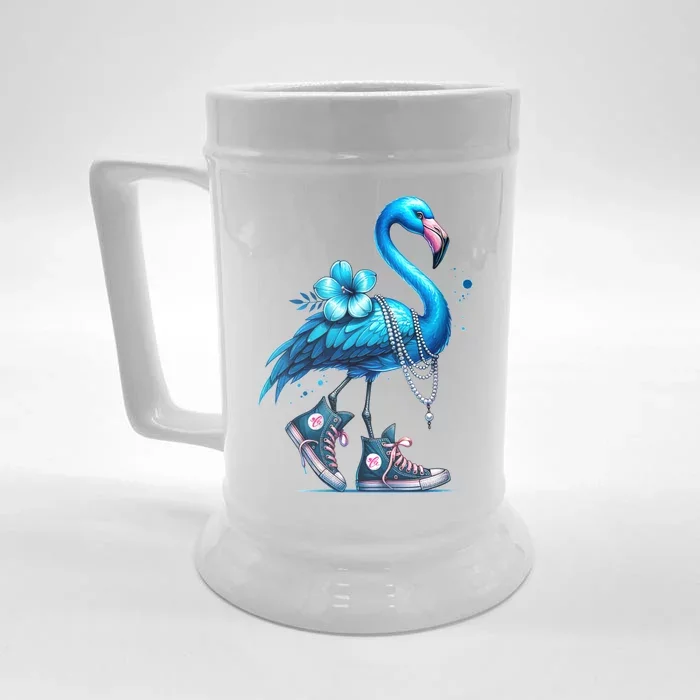 Retro Flamingo Chucks And Pearls Comma La Kamala Harris 2024 Front & Back Beer Stein