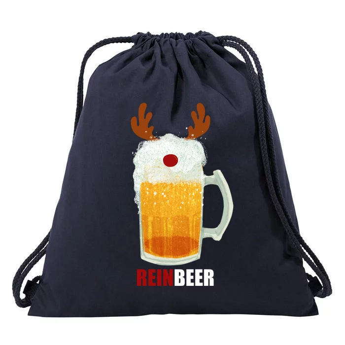 Reinbeer Funny Christmas Holiday Beer Lover Drawstring Bag