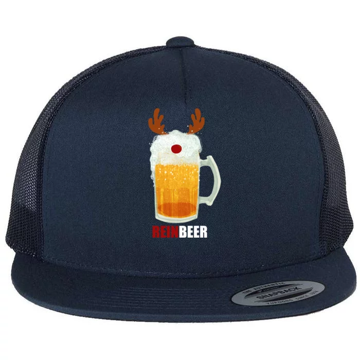 Reinbeer Funny Christmas Holiday Beer Lover Flat Bill Trucker Hat