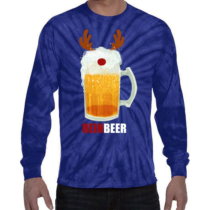 Reinbeer Funny Christmas Holiday Beer Lover Tie-Dye Long Sleeve Shirt