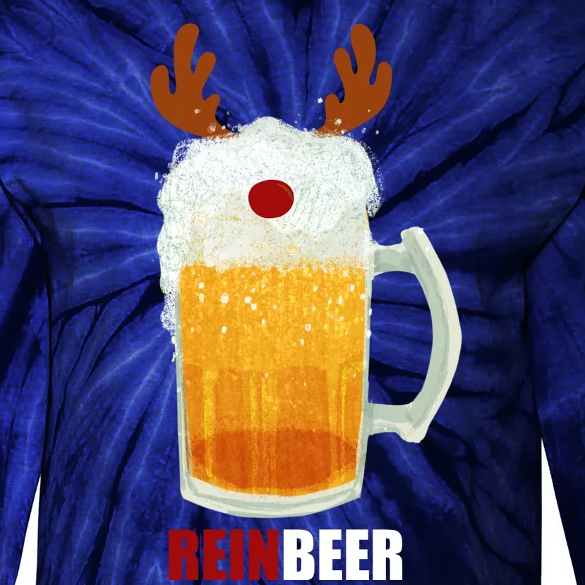 Reinbeer Funny Christmas Holiday Beer Lover Tie-Dye Long Sleeve Shirt