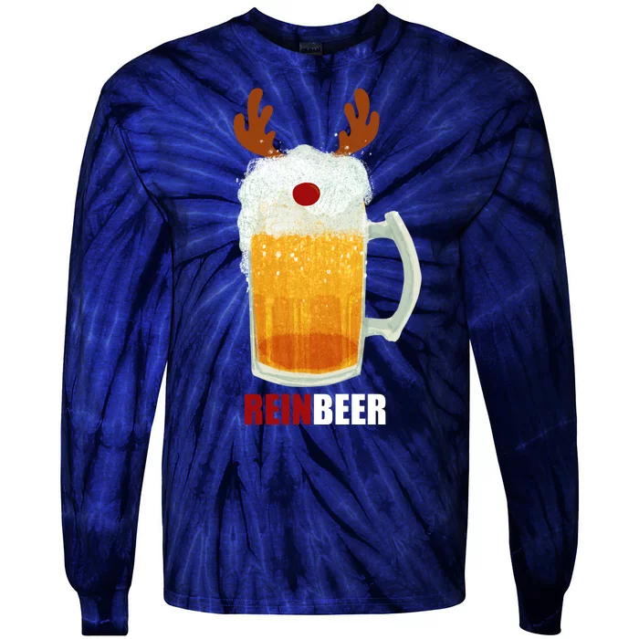 Reinbeer Funny Christmas Holiday Beer Lover Tie-Dye Long Sleeve Shirt