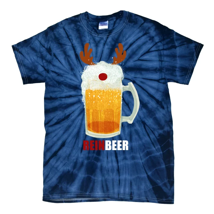 Reinbeer Funny Christmas Holiday Beer Lover Tie-Dye T-Shirt