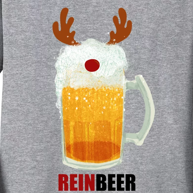 Reinbeer Funny Christmas Holiday Beer Lover Kids Long Sleeve Shirt