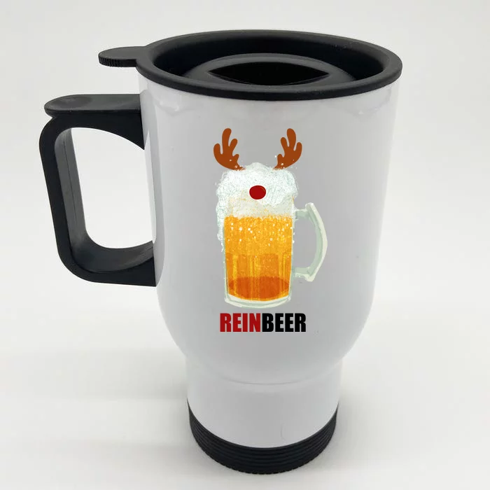 Reinbeer Funny Christmas Holiday Beer Lover Front & Back Stainless Steel Travel Mug