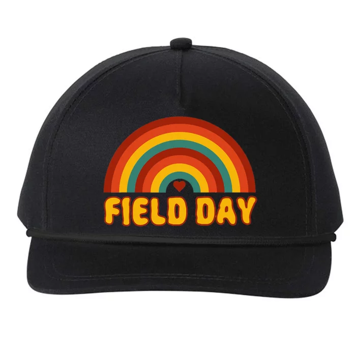 Retro field day yellow rainbow field day teachers Snapback Five-Panel Rope Hat