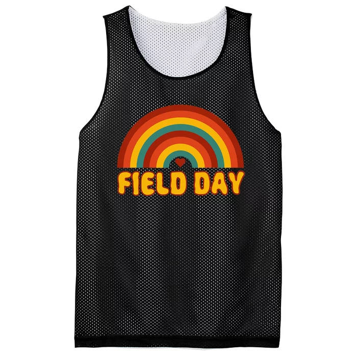 Retro field day yellow rainbow field day teachers Mesh Reversible Basketball Jersey Tank