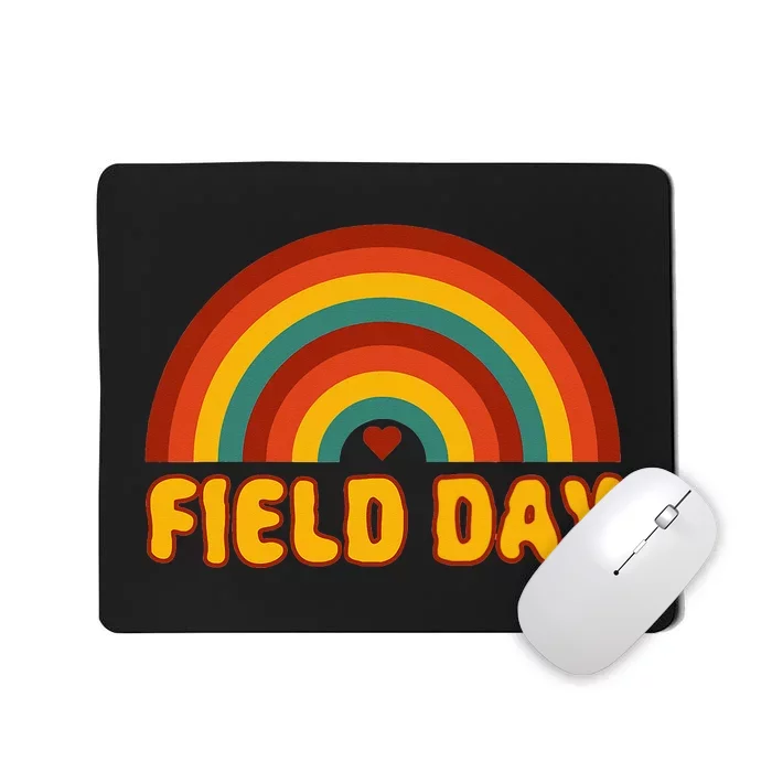 Retro field day yellow rainbow field day teachers Mousepad