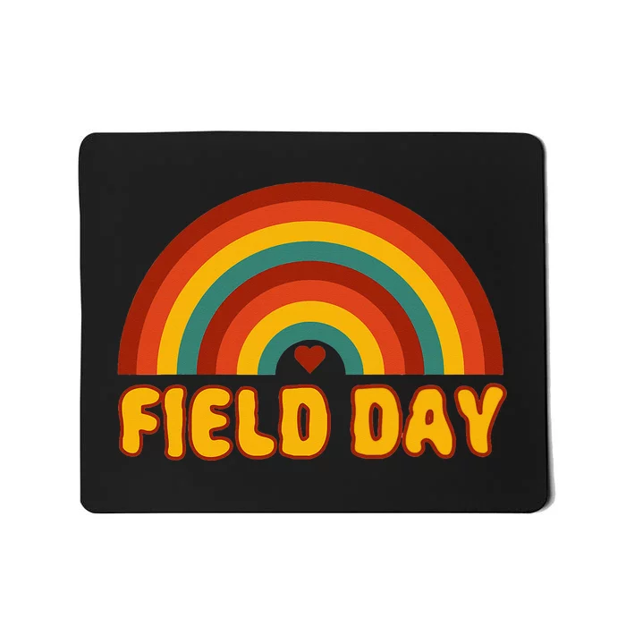 Retro field day yellow rainbow field day teachers Mousepad