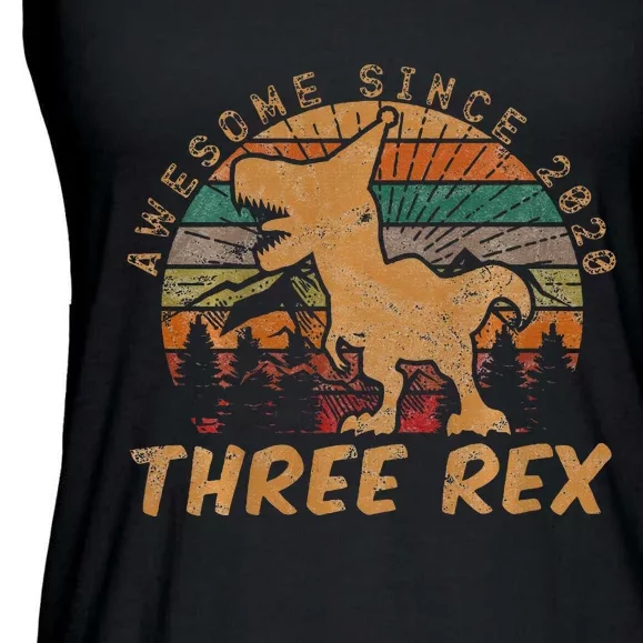 Roaring Fun Dinosaur Themed 3rd Birthday Gifts Ladies Essential Flowy Tank