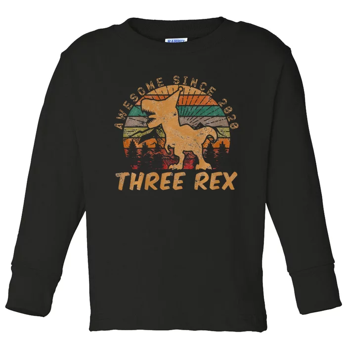 Roaring Fun Dinosaur Themed 3rd Birthday Gifts Toddler Long Sleeve Shirt