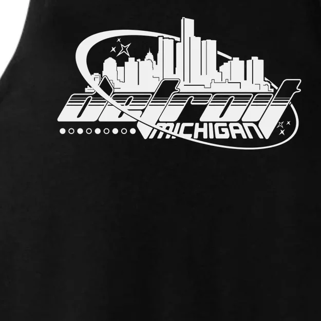 Retro Futuristic Detroit Michigan Skyline Logo Ladies Tri-Blend Wicking Tank