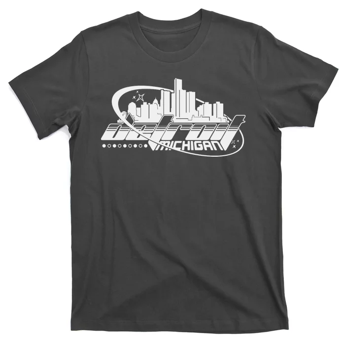 Retro Futuristic Detroit Michigan Skyline Logo T-Shirt