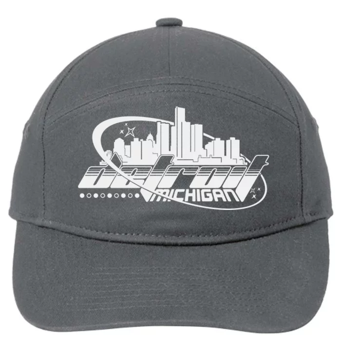 Retro Futuristic Detroit Michigan Skyline Logo 7-Panel Snapback Hat