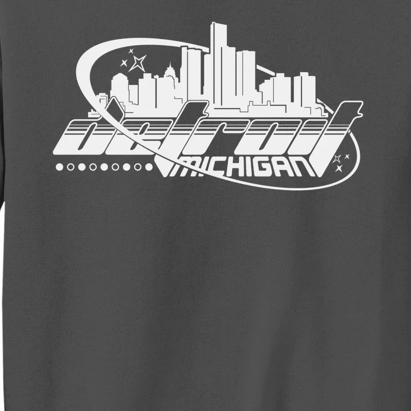 Retro Futuristic Detroit Michigan Skyline Logo Tall Sweatshirt