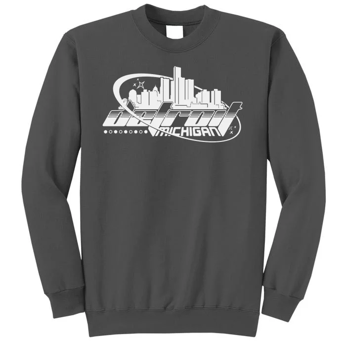 Retro Futuristic Detroit Michigan Skyline Logo Tall Sweatshirt