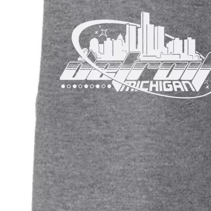 Retro Futuristic Detroit Michigan Skyline Logo Doggie 3-End Fleece Hoodie