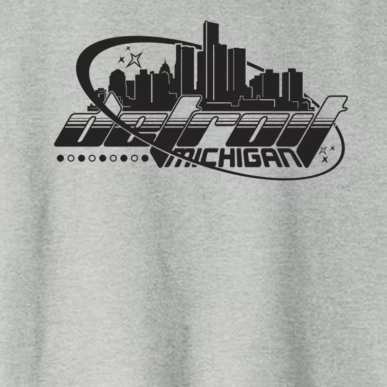 Retro Futuristic Detroit Michigan Skyline Logo Women's Crop Top Tee