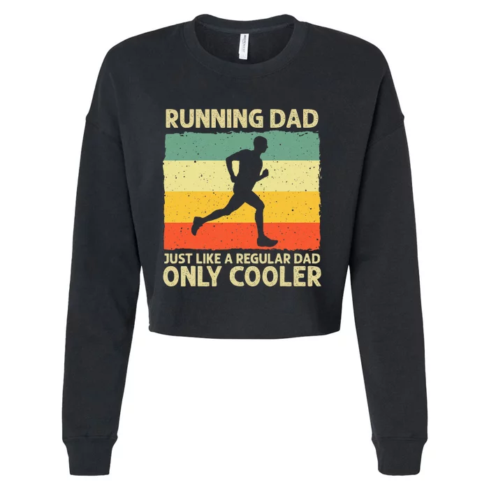 Running For Dad Marathon Runner Coach Marathoner Cropped Pullover Crew