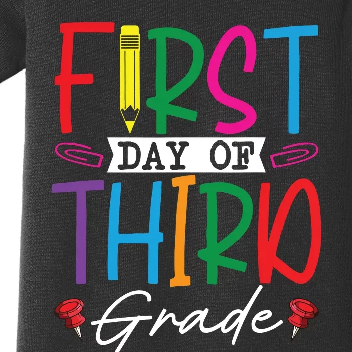 Retro First Day Of Third Grade Team Students Back To School Baby Bodysuit