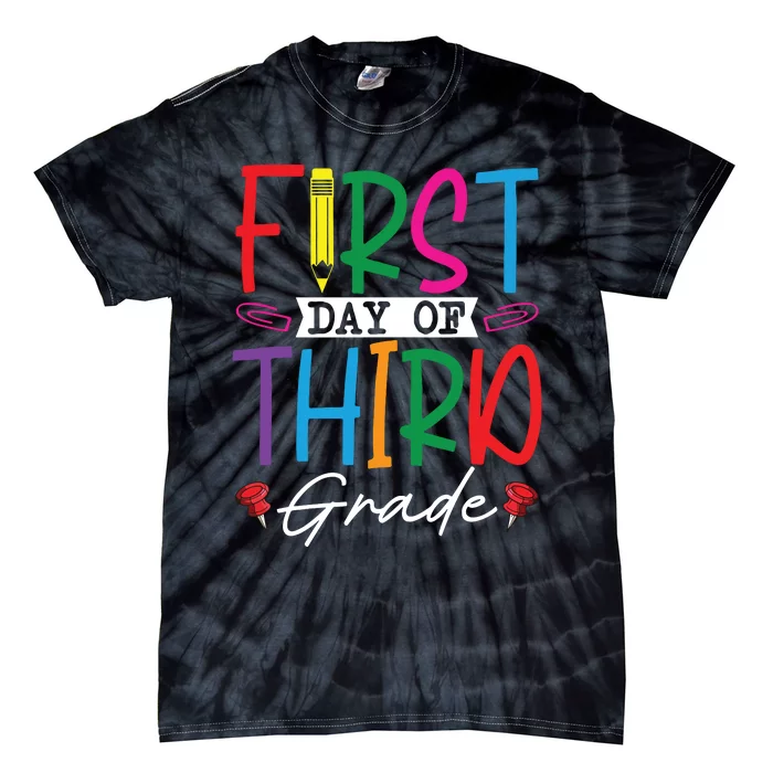 Retro First Day Of Third Grade Team Students Back To School Tie-Dye T-Shirt