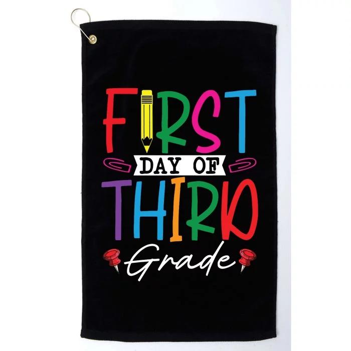 Retro First Day Of Third Grade Team Students Back To School Platinum Collection Golf Towel