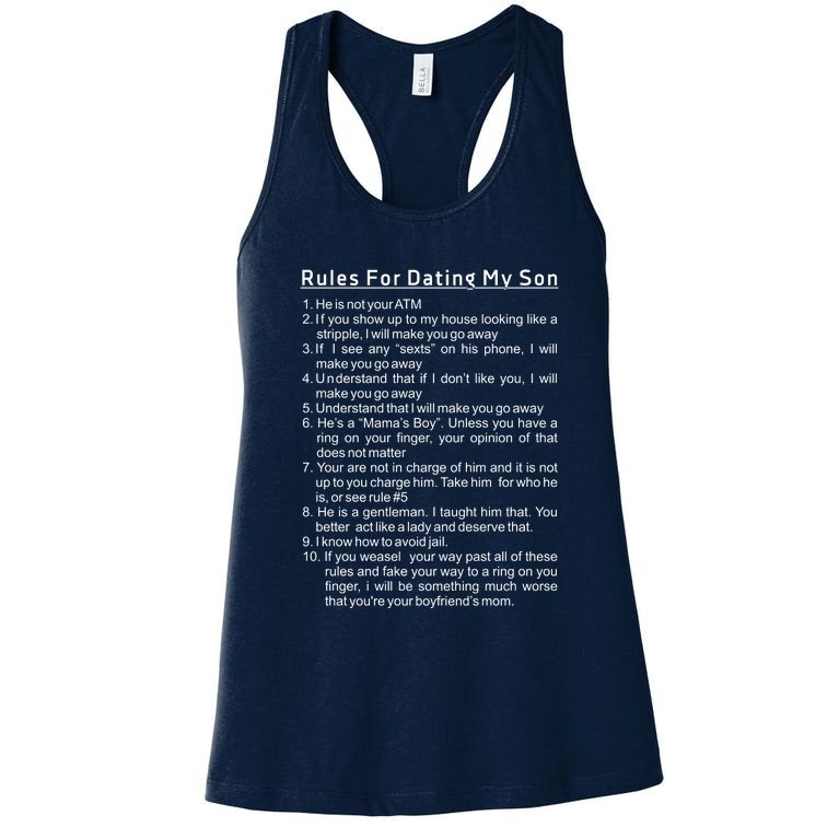 Rules For Dating My Son Women's Racerback Tank