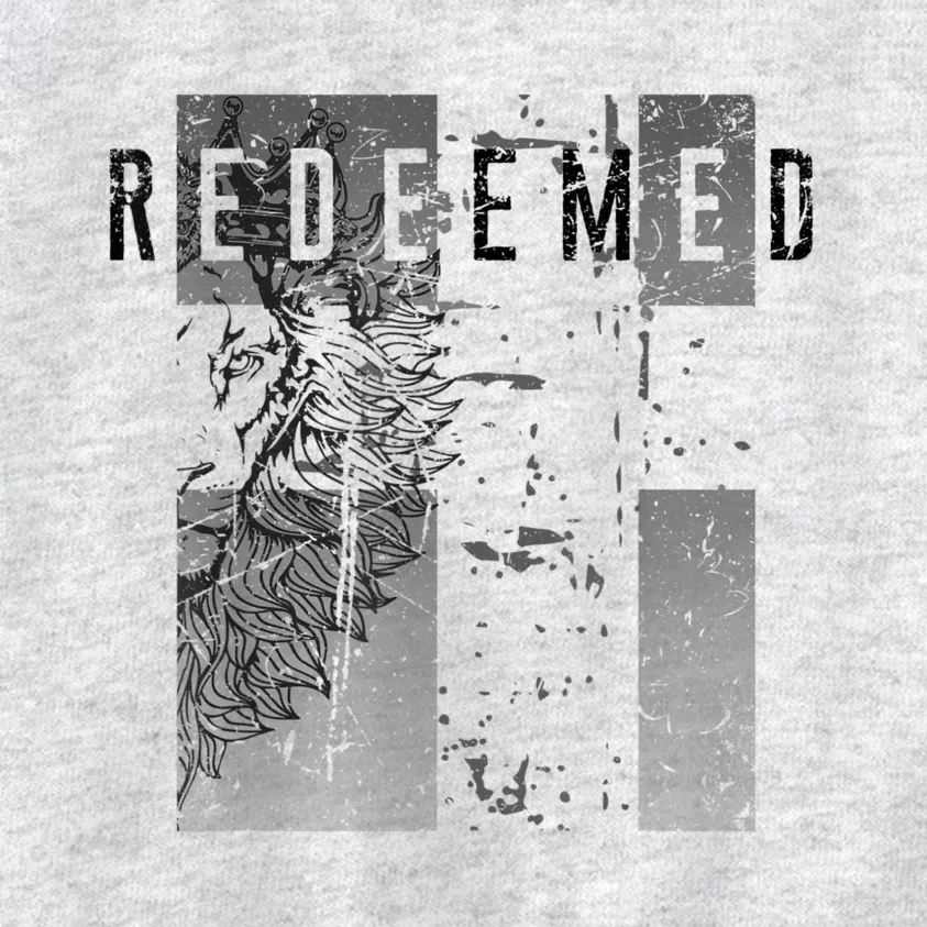 Redeemed Faded Distressed Grunge Lion With Cross Christian Kids Sweatshirt