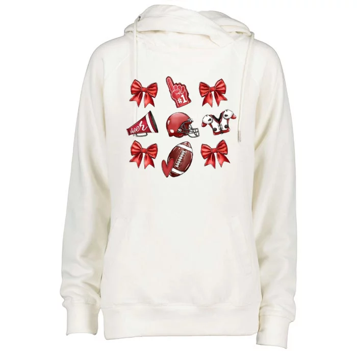 Red Football Design Retro Football DesignFootball Game Day Womens Funnel Neck Pullover Hood