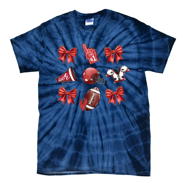 Red Football Design Retro Football DesignFootball Game Day Tie-Dye T-Shirt