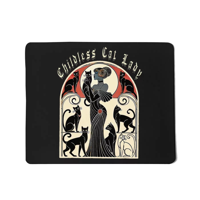 Retro Funny Design Childless Cat Ladies Cat Karma Mousepad