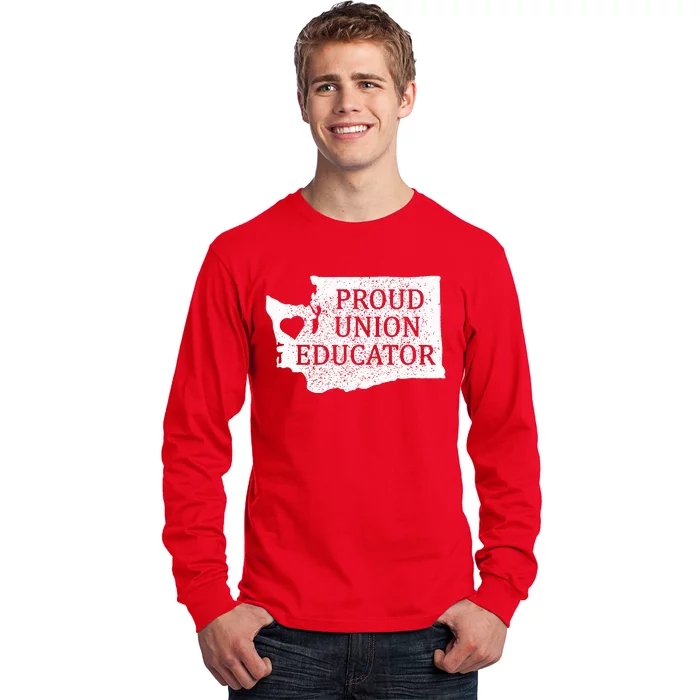 Red For Ed Washington Teacher Protest Union Educator Long Sleeve Shirt