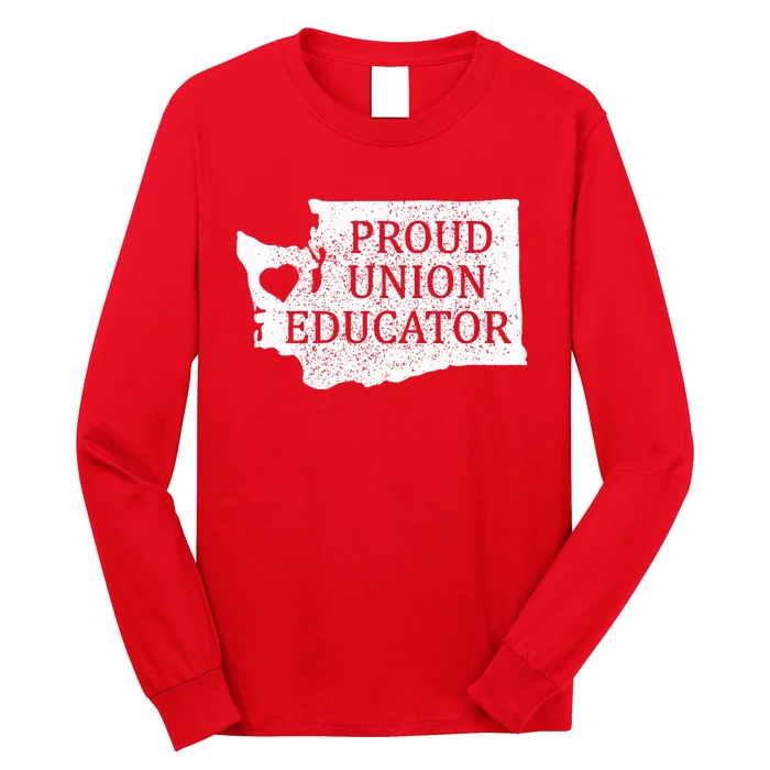 Red For Ed Washington Teacher Protest Union Educator Long Sleeve Shirt