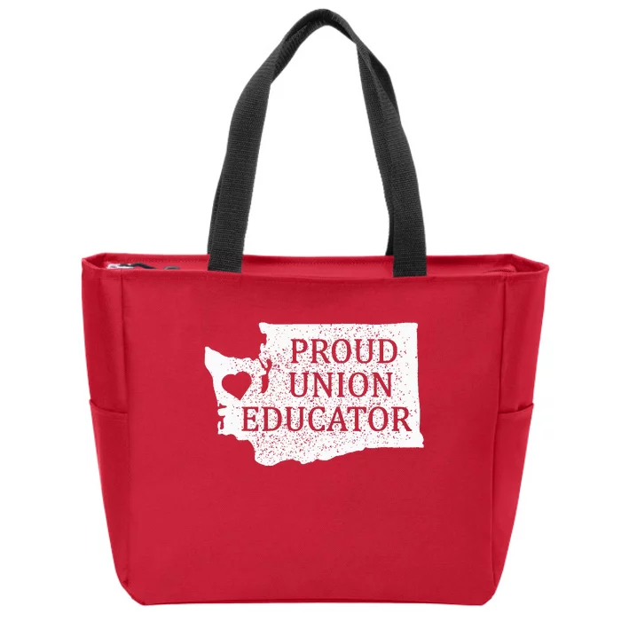 Red For Ed Washington Teacher Protest Union Educator Zip Tote Bag