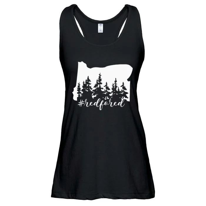 Red For Ed Oregon Trees Teacher Support Ladies Essential Flowy Tank