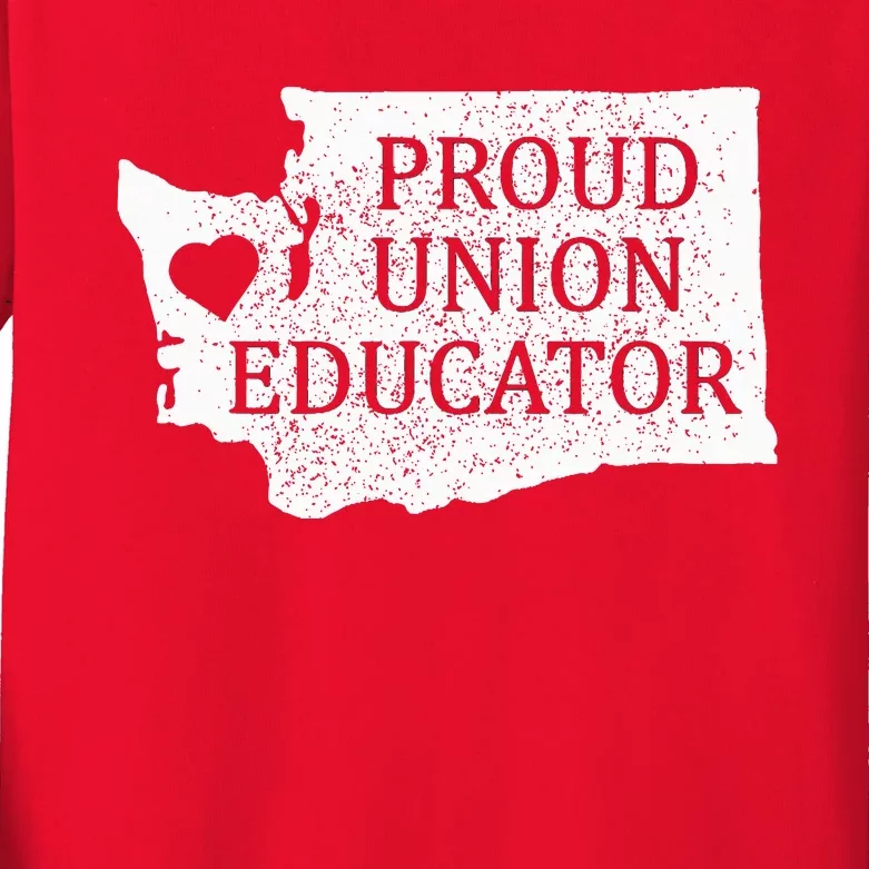 Red For Ed Washington Teacher Protest Union Educator Kids Long Sleeve Shirt