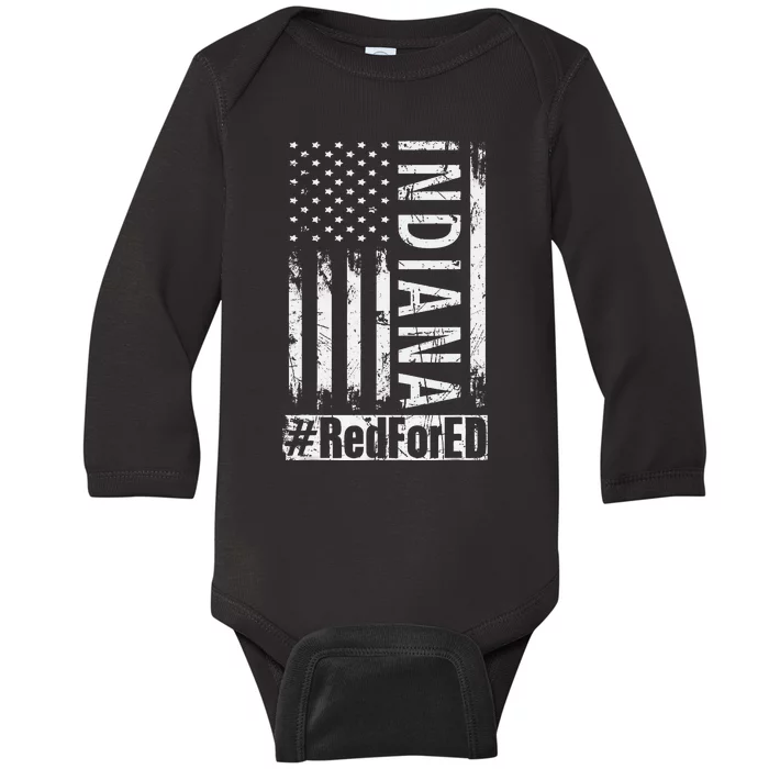 Red For Ed Teacher Indiana Vintage Baby Long Sleeve Bodysuit