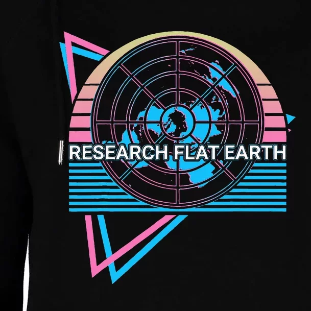 Research Flat Earth Research Flat Earth Flat Earthers Retro Womens Funnel Neck Pullover Hood